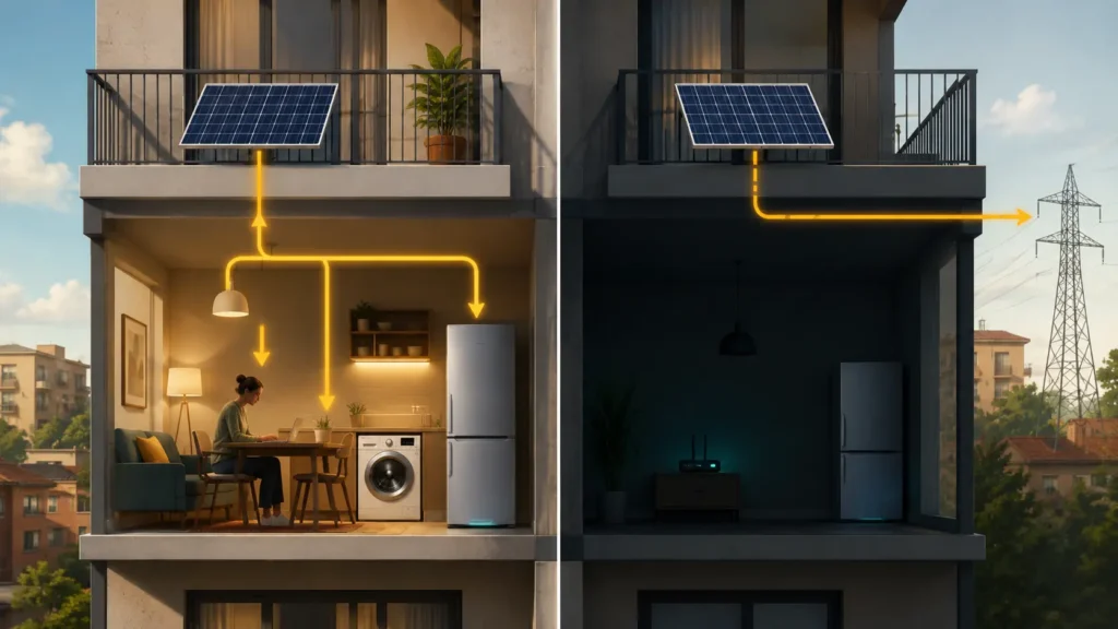 Confronto autoconsumo pannello solare da balcone: chi è a casa di giorno vs chi lavora fuori