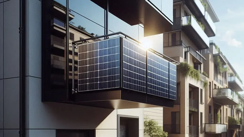 Kit balcone 800W con due pannelli fotovoltaici installati su ringhiera