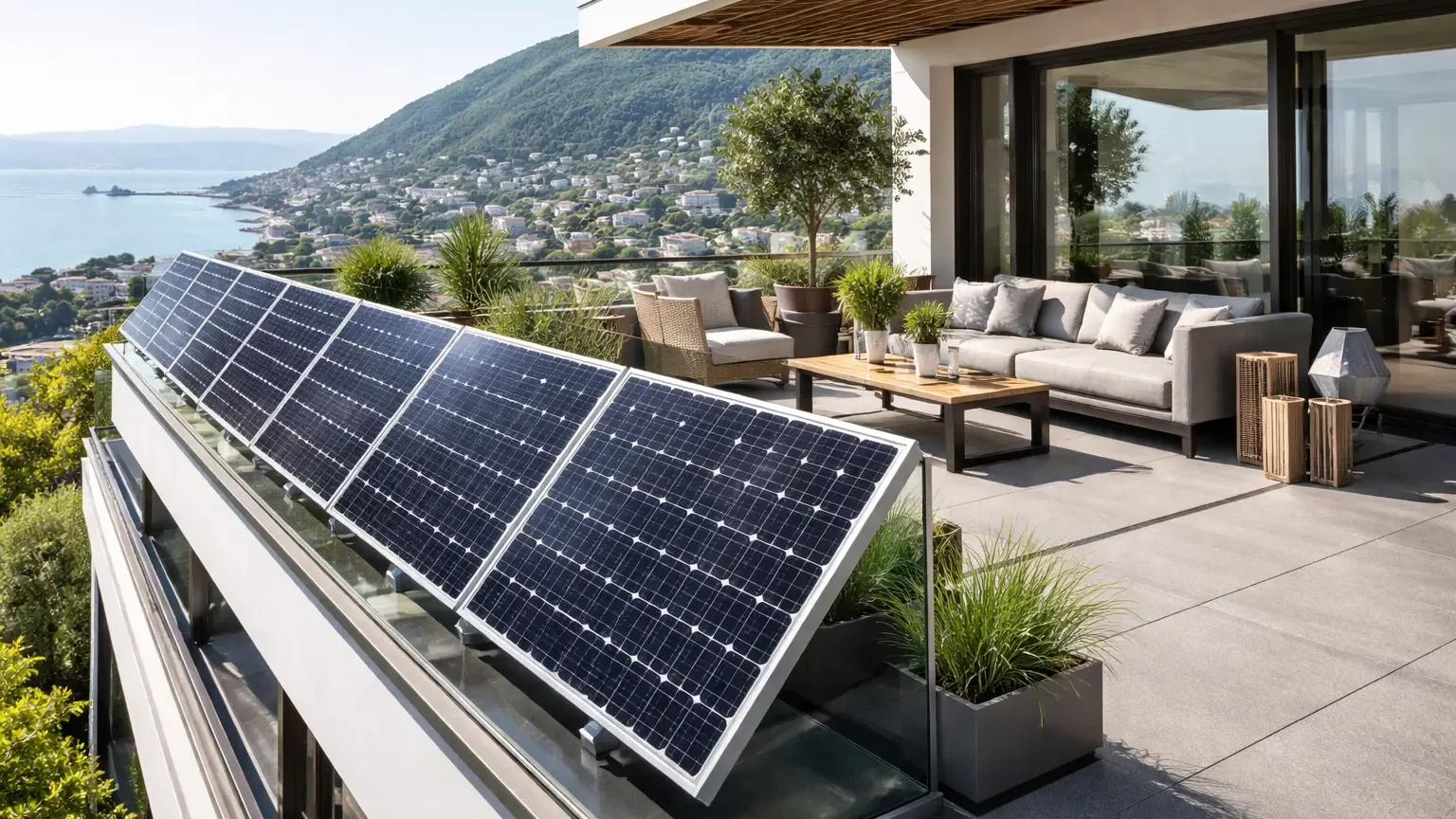 pannelli solari da balcone su edificio residenziale