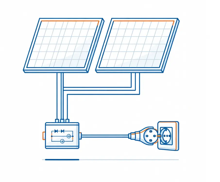 Schema funzionamento kit fotovoltaico balcone Plug and Play