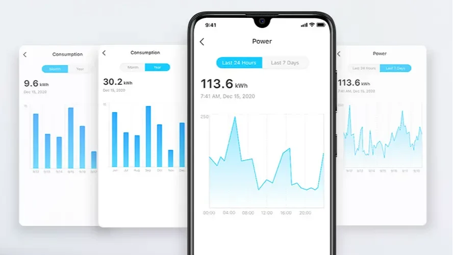 Schermata app Tapo con grafico consumi giornalieri in kWh del Tapo P110