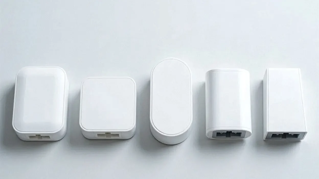 Confronto dimensioni cinque modelli di smart plug con misuratore 2026
