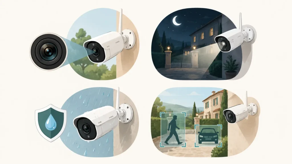 I criteri per scegliere una telecamera wifi da esterno: risoluzione, visione notturna, grado IP e rilevamento