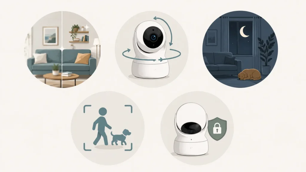 Criteri di scelta di una telecamera wifi da interno: risoluzione, pan/tilt, visione notturna e modalità privacy