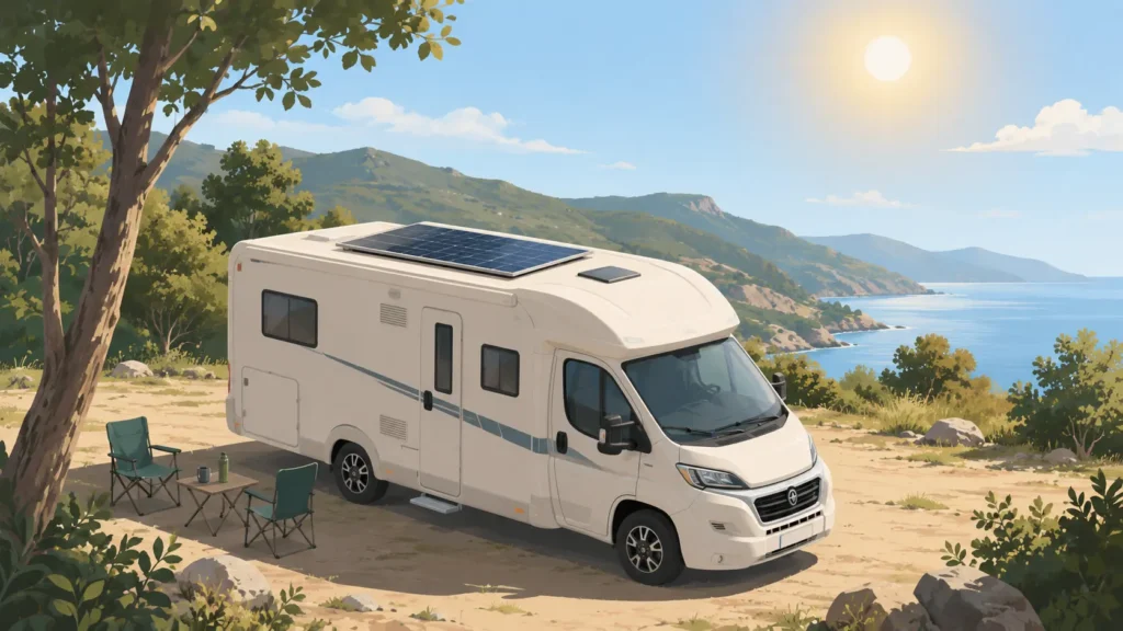 Pannelli solare per camper in sosta libera al sole